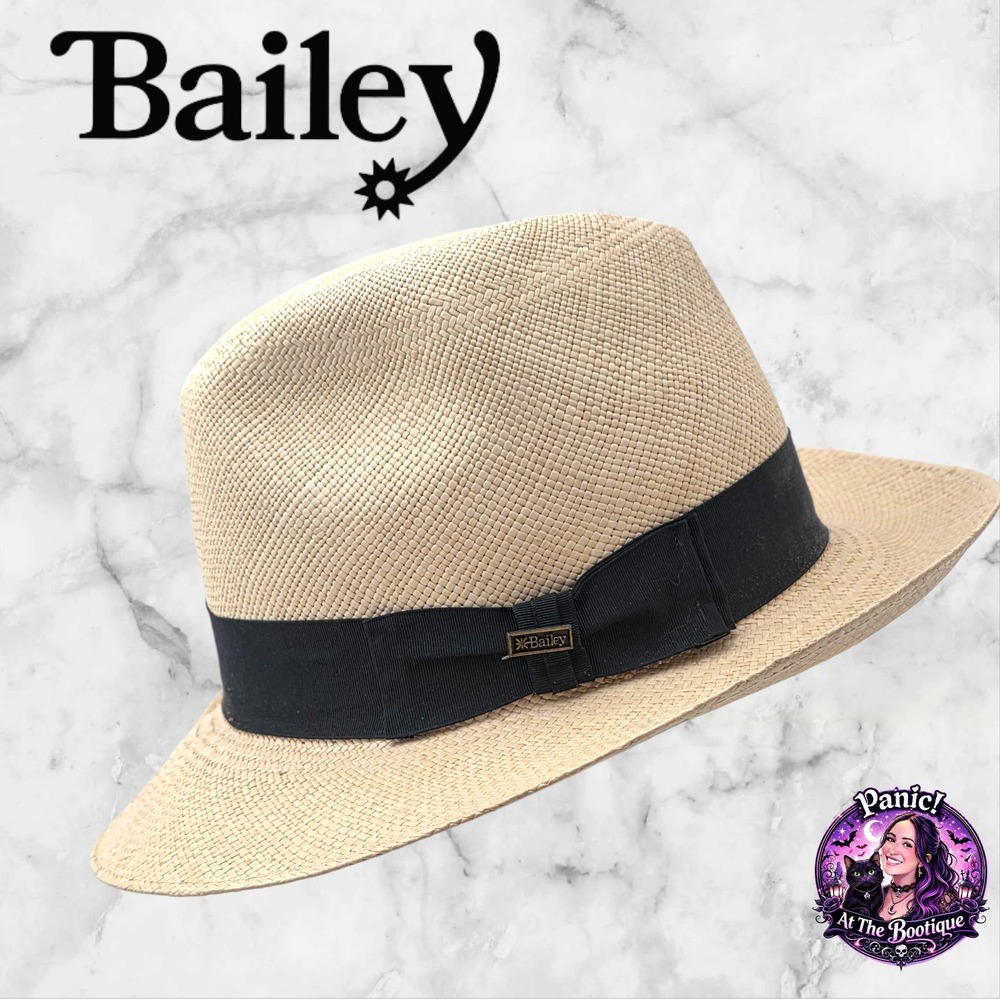Bailey Genuine Panama Fedora Mens 7 1/8 Straw California Mesh Made in USA NWT